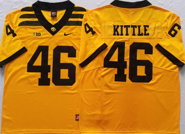 Men Iowa Hawkeyes #46 Kittle Yellow Nike 2025 NCAA Jersey->ncaa teams->NCAA Jersey